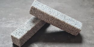 Prototyp des nachhaltigen Baumaterials.