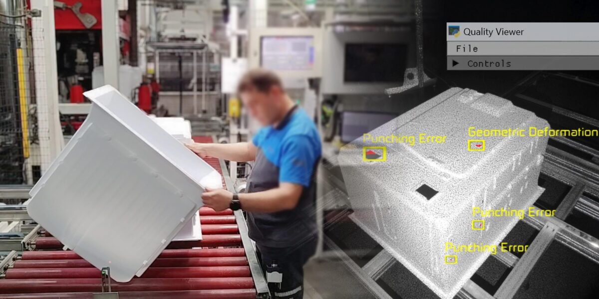 Qualitätskontrolle in der Kühlschrankproduktion: Ein 3D-Modell des Kühlschrankinnenkörpers wird mit dem CAD-Modell verglichen. So lassen sich Abweichungen vom Soll präzise erkennen und bewerten. Foto: Fraunhofer IGD