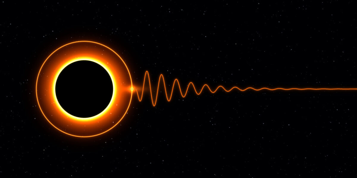 Wird ein Schwarzes Loch gestört, sendet es Gravitationswellen aus, die mit der Zeit abklingen
