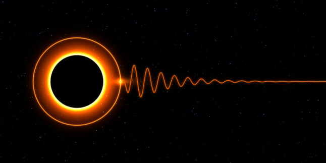 Wird ein Schwarzes Loch gestört, sendet es Gravitationswellen aus, die mit der Zeit abklingen