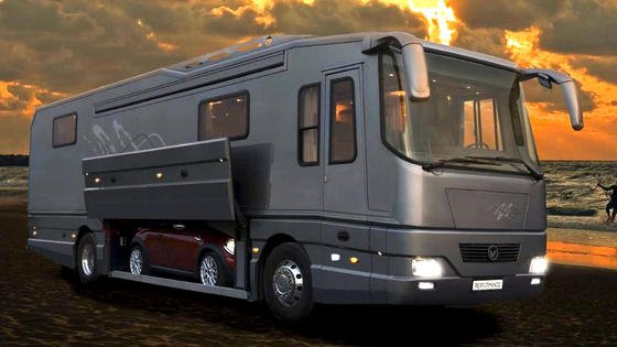 Luxus-Wohnmobile mit Sauna und eingebauter Garage