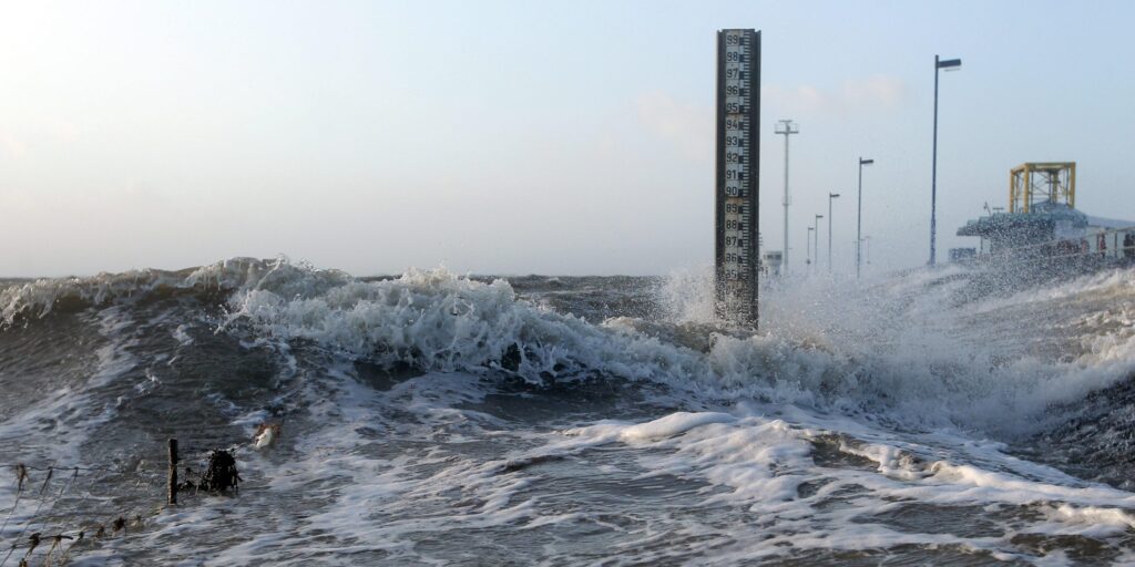 Sturmflut an der Nordsee in Dagebüll