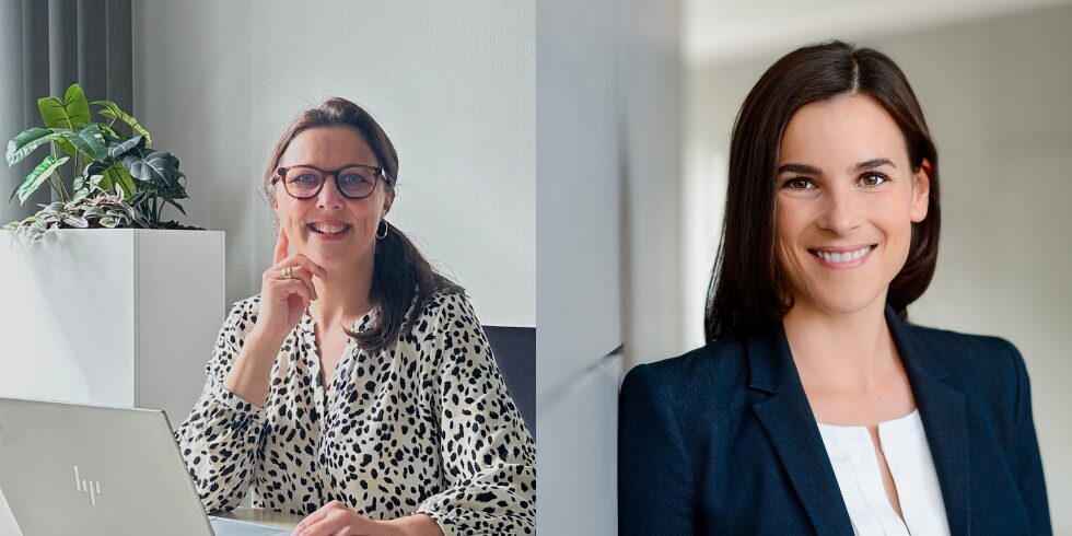 links nach rechts: Julia Müller, Senior Head of Industrial Project Management bei Diehl Metering und Milena Rehn, Head of Supply Chain Logistics bei Diehl Aviation. Foto: Diehl