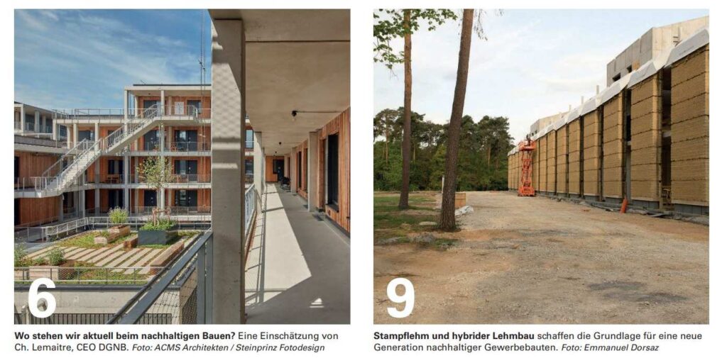 Stand der Bauwende, Gewerbebauten aus Stampflehm und R-Beton 100 %