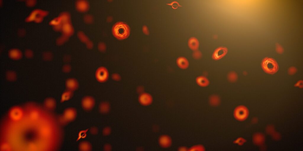 Künstlerische Darstellung eines primordialen Schwarzen Lochs