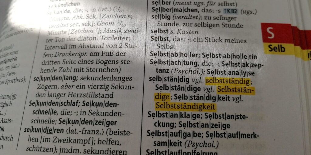 Dudeneintrag zur Selbstständigkeit