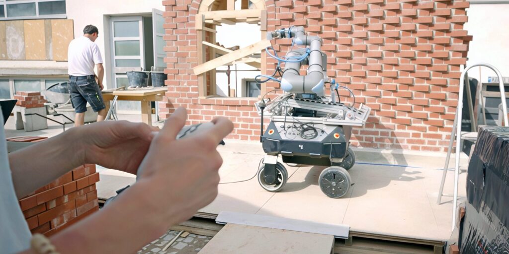 Roboter hilft beim Mauern