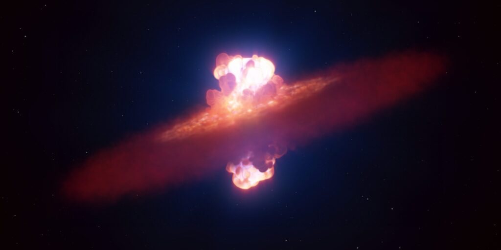 Künstlerische Darstellung der anfänglichen Form einer Supernova-Explosion