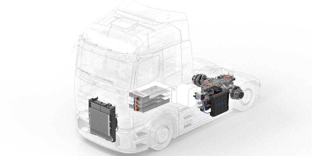 Skizze eines E-LKW mit Range Extender